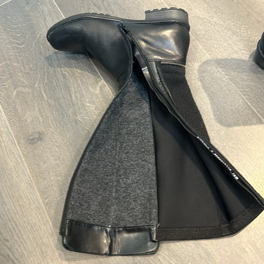 Remonte Black Leather & Stretch Tall Riding Boots EU 38 Classic Equine Style - Picture 16 of 17